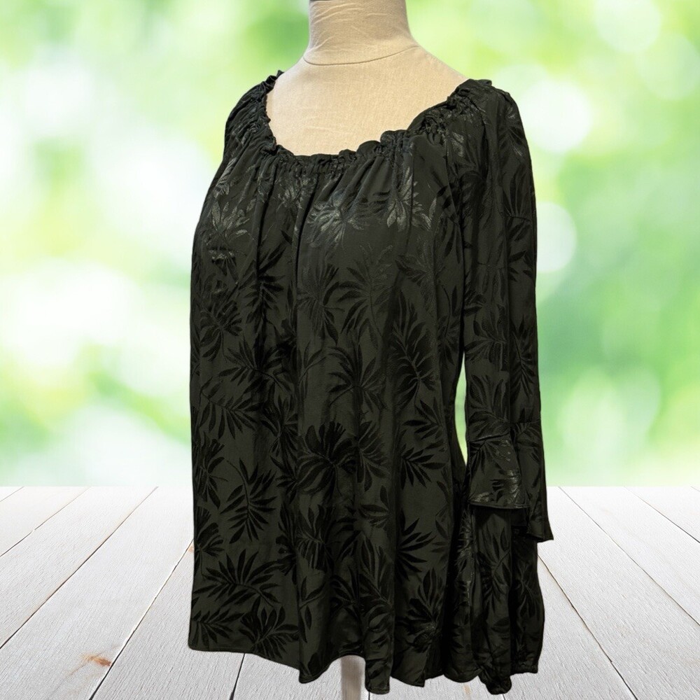 MICHAEL KORS Peasant Top Bell Sleeve Fairy Grunge Dark Cottagecore Romantic XL
